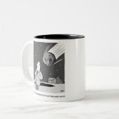 Funny Meteor Hitting Earth Desaster Zweifarbige Tasse (Vorderseite Links)