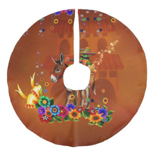 Funny mexican cactus leinenimitat weihnachtsbaumdecke