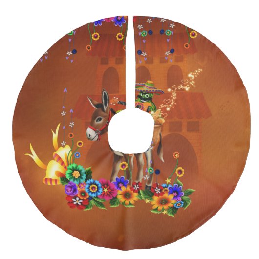 Funny mexican cactus leinenimitat weihnachtsbaumdecke (Vorderseite)