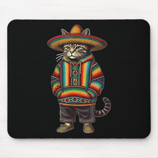 Funny Mexican Cat Sombrero Baja Cinco De Mayo Cat Mousepad (Vorne)
