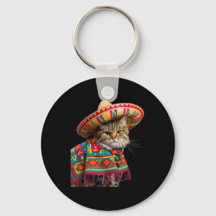 Funny Mexican Cat Sombrero Poncho Cinco De Mayo Ca Schlüsselanhänger