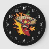 Funny Mexican chili pepper Große Wanduhr (Vorderseite)