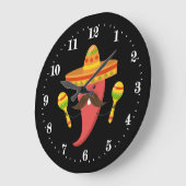 Funny Mexican Chili Pfeffer Dekoration Große Wanduhr (Winkel)