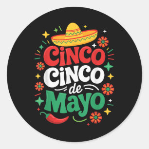 Funny Mexican Cinco De Mayo Sombrero Outfit 5 De m Runder Aufkleber