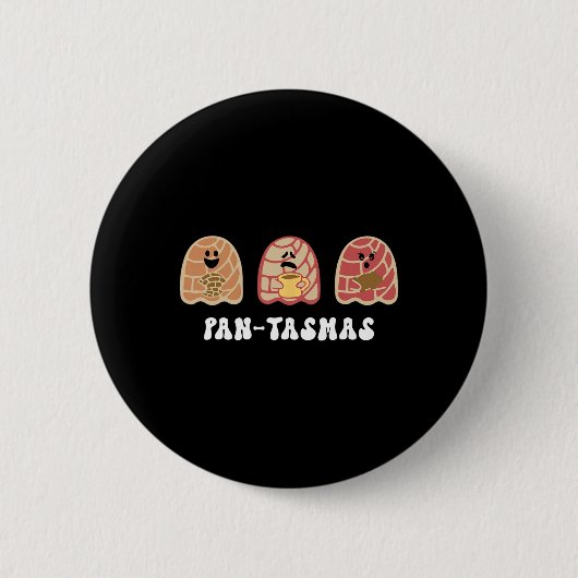 Funny Mexican Conchas Spooky Ghost Pan Button (Vorderseite)