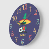 Funny Mexican Football Boys Soccer Wall Clock Große Wanduhr (Winkel)