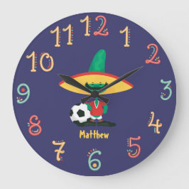 Funny Mexican Football Boys Soccer Wall Clock Große Wanduhr