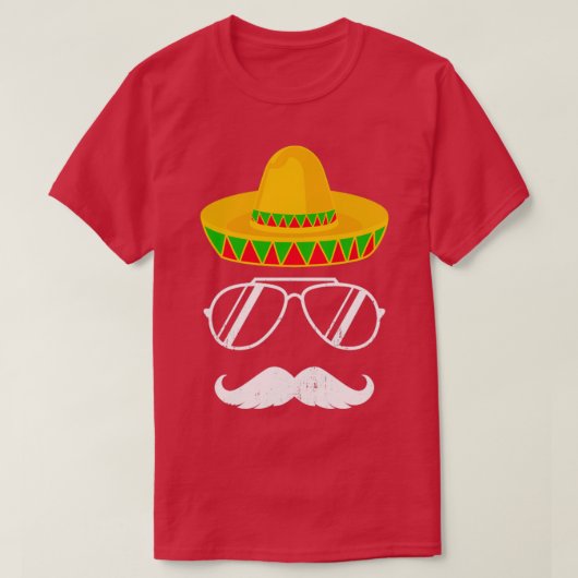 Funny mexican sombrero mustache face for Cinco de T-Shirt (Design vorne)