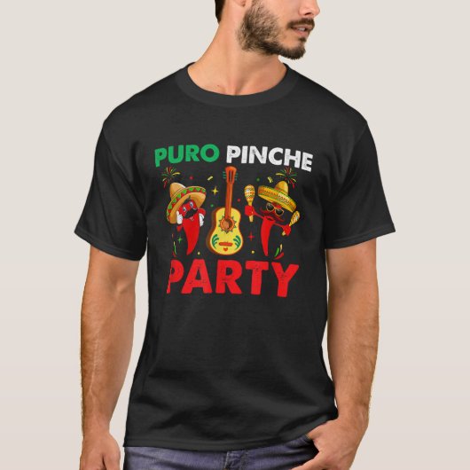 Funny Mexicaner Puro Pinche Party Pari Funny Retro T-Shirt (Vorderseite)