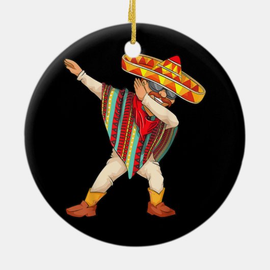 Funny Mexico Poncho Men Cooles Dabbing Keramik Ornament (Hinten)