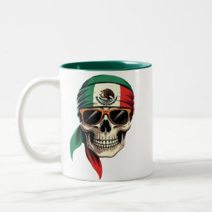 Funny mexikanische Flagge Skull 16. September mexi Zweifarbige Tasse