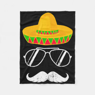 Funny mexikanische Sombrero Mustache Gesicht für C Fleecedecke