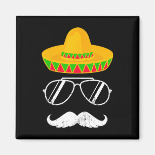 Funny mexikanische Sombrero Mustache Gesicht für C Magnet