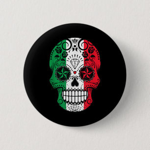 Funny mexikanischen Schädelkopf Cinco De Mayo Flag Button