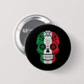 Funny mexikanischen Schädelkopf Cinco De Mayo Flag Button (Vorne & Hinten)