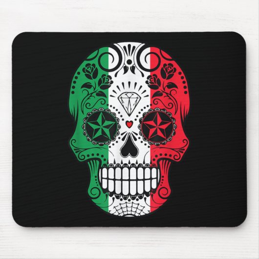 Funny mexikanischen Schädelkopf Cinco De Mayo Flag Mousepad (Vorne)