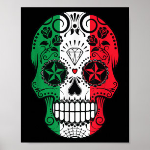 Funny mexikanischen Schädelkopf Cinco De Mayo Flag Poster