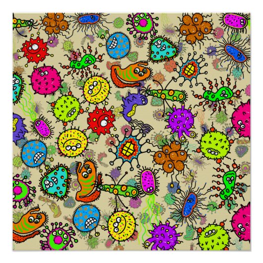 Funny Microscopic Labororganisms Poster (Vorderseite)