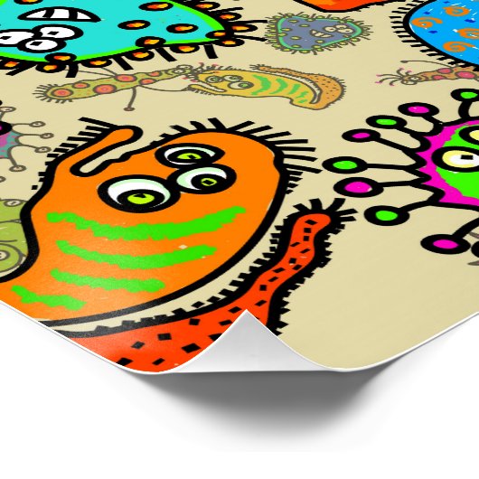 Funny Microscopic Labororganisms Poster (Ecke)