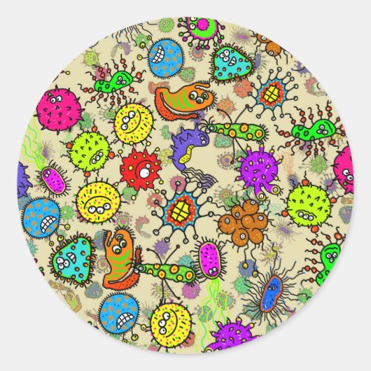 Funny Microscopic Labororganisms Runder Aufkleber (Vorderseite)
