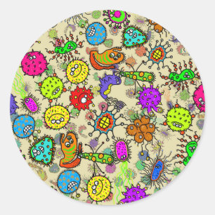Funny Microscopic Labororganisms Runder Aufkleber