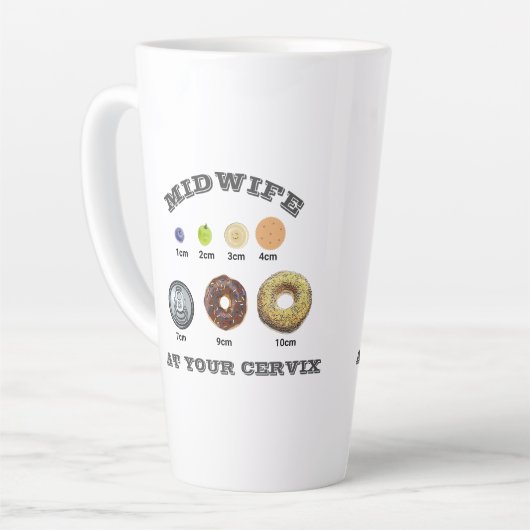 Funny Midfrau "At Your Cervix" cm Messung Milchtasse (Linke Ecke)
