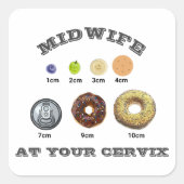 Funny Midfrau "At Your Cervix" cm Messung Quadratischer Aufkleber (Vorderseite)