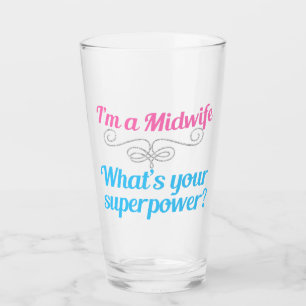 Funny Midfrau Superhero Glas