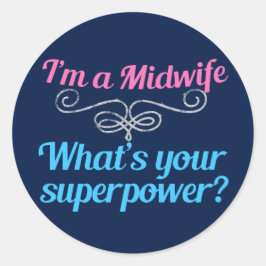 Funny Midfrau Superhero Runder Aufkleber
