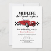Funny Midlife Vintage Red Car 50th Birthday Einladung (Vorderseite)