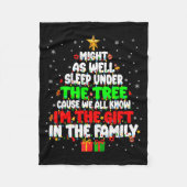 Funny Might As Well Sleep Under Tree Christmas Fam Fleecedecke (Vorderseite)