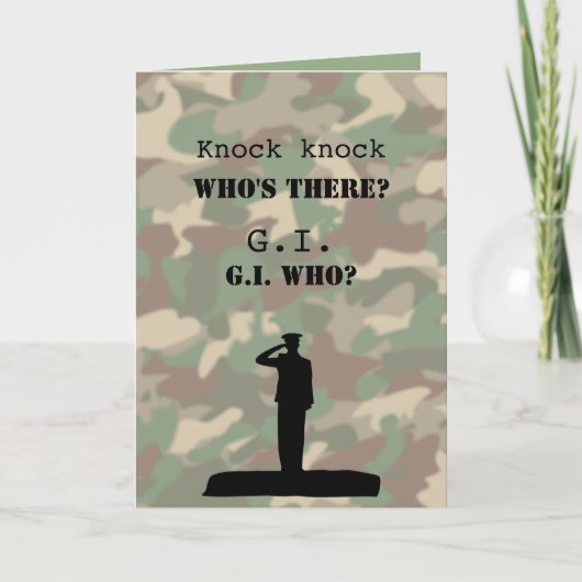 Funny Military Birthday Knock Knock Joke Karte (Vorderseite)