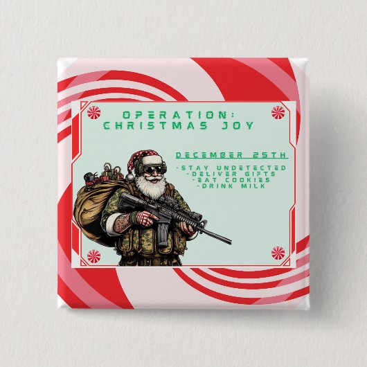 Funny Military/Christmas Santa Button (Vorderseite)