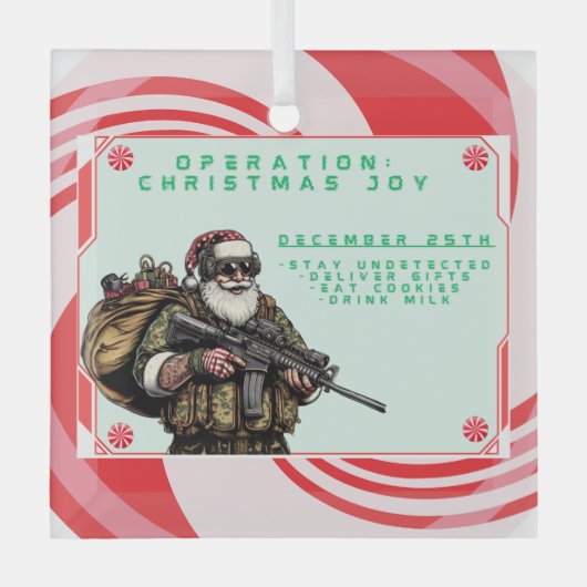 Funny Military/Christmas Santa Ornament Aus Glas (Vorderseite)