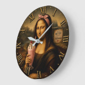 Funny Milkshake Mona Lisa Große Wanduhr (Winkel)