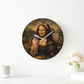 Funny Milkshake Mona Lisa Große Wanduhr (Zuhause)