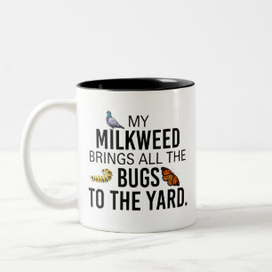 Funny, Milkweed bringt Schläger zum Schmetterling Zweifarbige Tasse