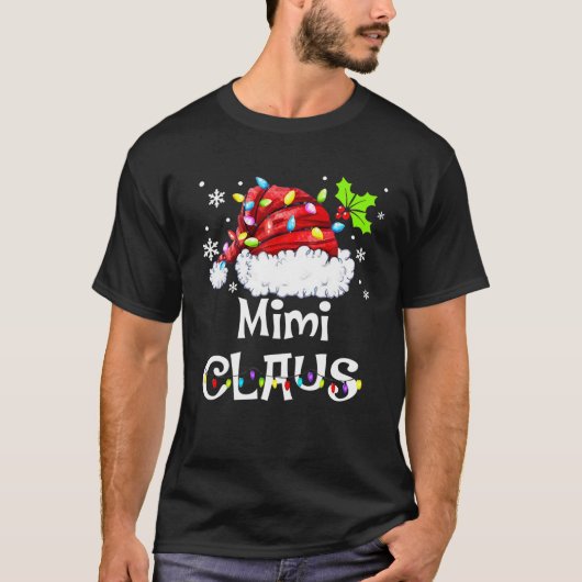 Funny Mimi Claus Christmas Pajamas Santa T-Shirt (Vorderseite)