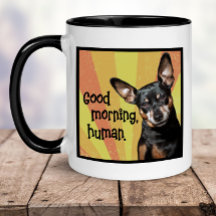 Funny Min Button Tasse - Guten Morgen, Mensch