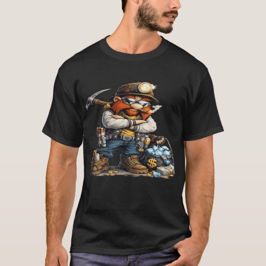 Funny Miner Raccoon Graphic T-Shirt for Men (Vorderseite)