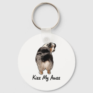 Funny Miniature Australian Shepherd Kiss My Auss M Schlüsselanhänger