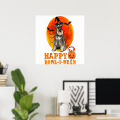 Funny Miniature Schnauzer Dog Halloween Happy Howl Poster (Heimbüro)