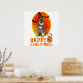 Funny Miniature Schnauzer Dog Halloween Happy Howl Poster (Küche)