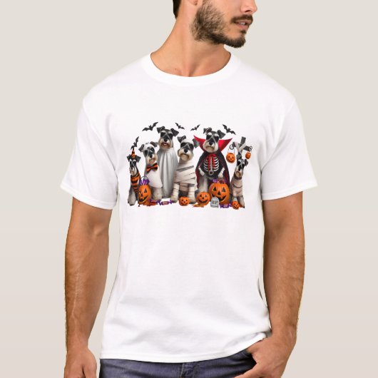 Funny Miniature Schnauzer Halloween Hund Lover T-Shirt (Vorderseite)