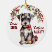 Funny Miniature Schnauzer Pup Definition Naughty Keramik Ornament (Vorne)
