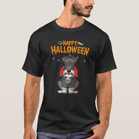 Funny Miniature Schnauzer Vampire Kostümhundehalle T-Shirt (Vorderseite)
