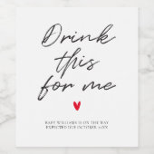 Funny Minimal Personalisierte Schwangerschaft Ankü Weinetikett (Einzelnes Label)