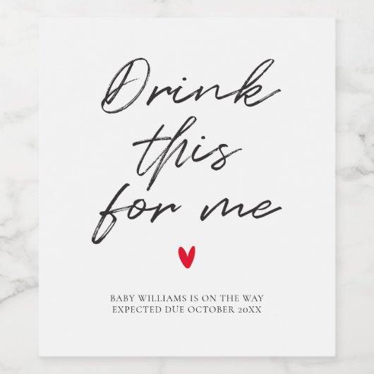 Funny Minimal Personalisierte Schwangerschaft Ankü Weinetikett (Einzelnes Label)