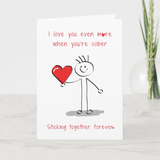 Funny Minimal Stickman Valentine's Day Sobriety Karte (Vorderseite)