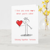 Funny Minimal Stickman Valentine's Day Sobriety Karte (Gelbe Blume)